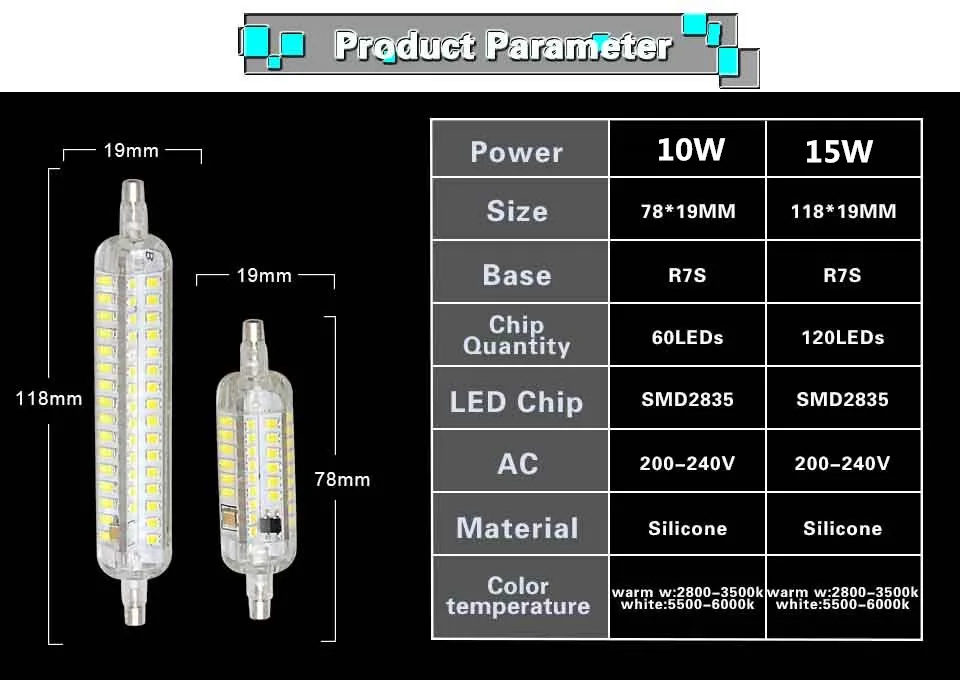 AmmToo R7S светодиодные лампы 10 Вт 15 Вт Lamparas Led R7S лампочки 78 мм 118 мм горизонтальный разъем 360 градусов полный светильники для Гостиная