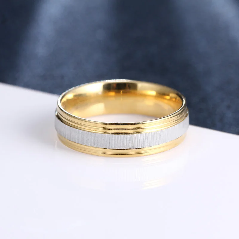 CACANA Stainless Steel Rings For Women Men Cross-cut Bilateral Gold Engagement Personalized Custom Fashion Jewelry Rings