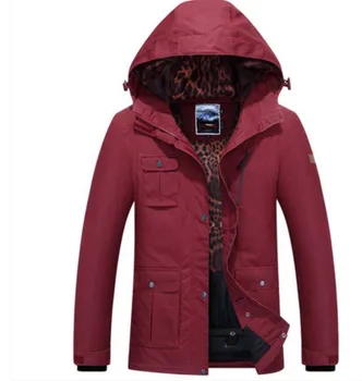 

Womens Wine Red Ski Jacket Female Multi-Pocket Snowboarding Skating Coat Winter Outdoor Waterproof Windproof Sportswear Skiwear