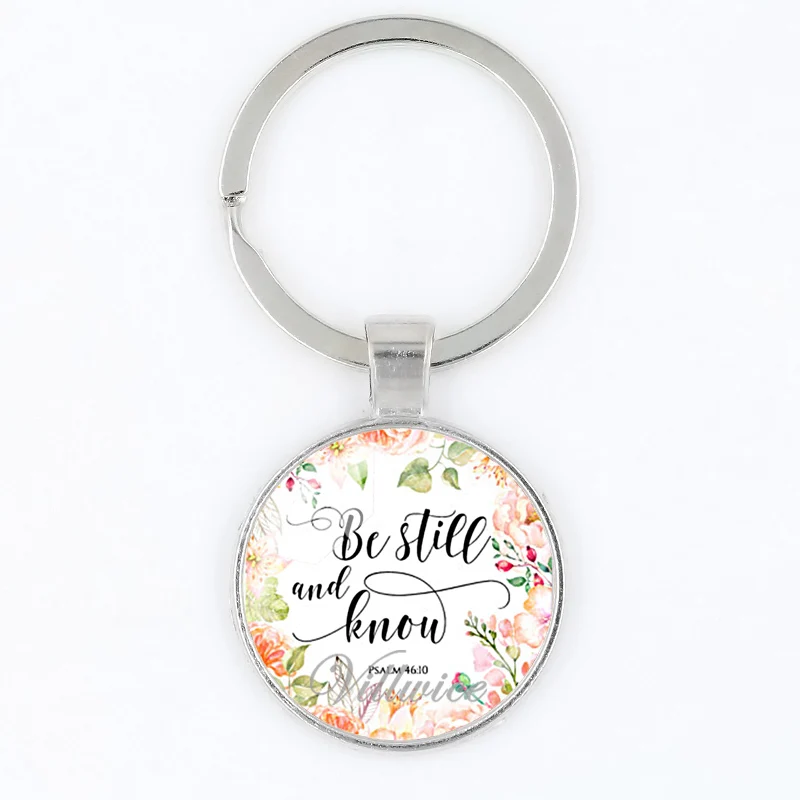 

VILLWICE Bible Verse Key Chains Be still And Know Quote Scripture Faith Jewelry Women Men Christian Gifts 2018