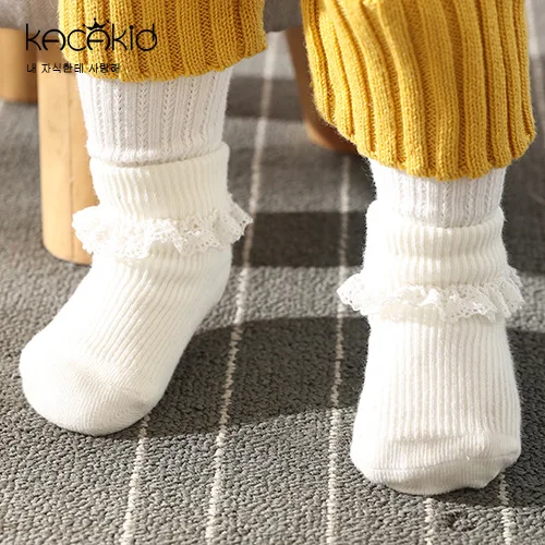 Kacakid для детей Носки детские носки Кружевные носки для девочек нарядная одежда принцессы для праздников, подарки на день рождения Детские коттоновые носки