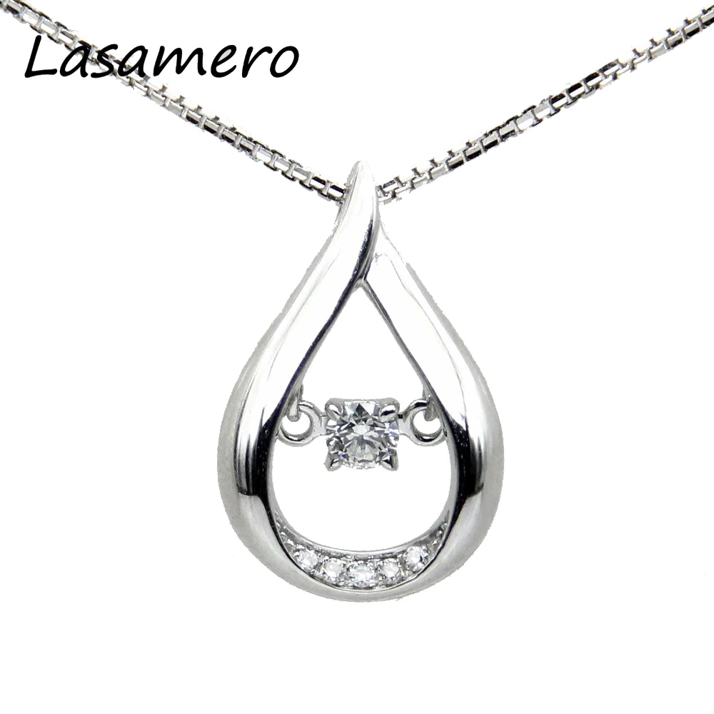

LASAMERO 0.08CT Round Cut Floral Hollow Filigree Pave Set 18k Gold Diamond Pendant Necklace