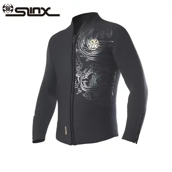 

slinx diving wetsuits jacket 5mm neoprene fleece lining wetsuit zipper cuff for winter snorkeling surfing chinese dragon printed
