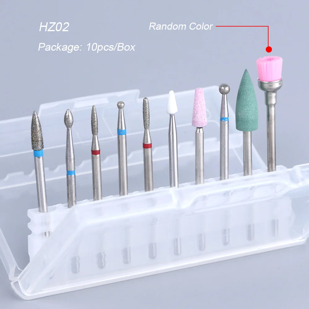 1 набор фрезы для ногтей, керамические фрезы, силиконовые фрезы для педикюра, фрезы для ногтей, фрезы для маникюра, BEHZ01-04 - Цвет: HZ02