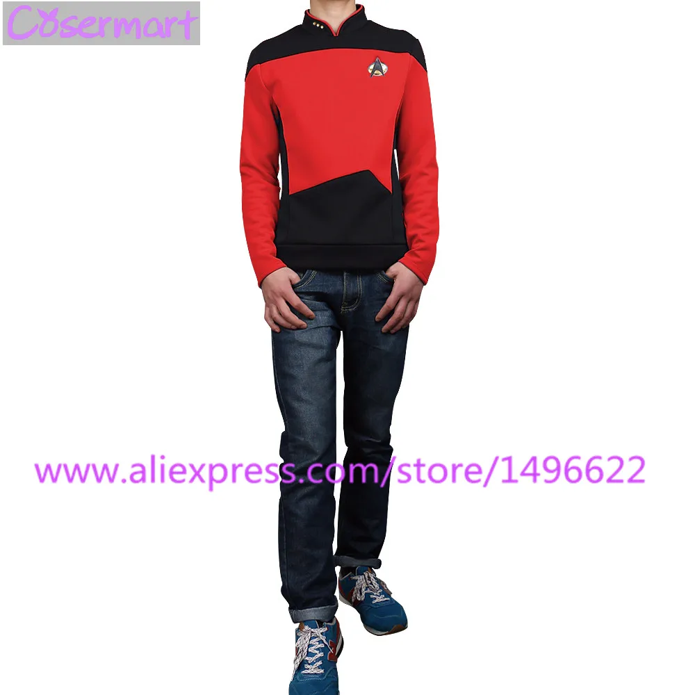 Star Trek TNG The Next Generation Red Yellow Blue Shirt Uniform Cosplay Costume For Men Coat Halloween Party (2)