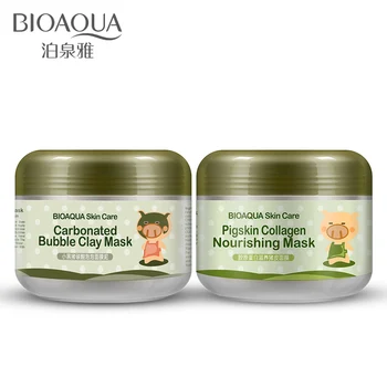 

2 Pcs BIOAQUA Carbonated Bubble Clay & Collagen Nourishing Face Mask Elastic Care Skin Brightening Moist Skin Care Facial Mask