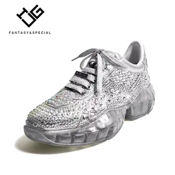 

IGU Sneakers Women Brand Design 2019 Newest Crystal Diamond Fashion Zapatillas Mujer Plataforma Increasing Shoes Ladies Sneakers
