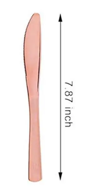 50 комплектов/150 шт Золотая Роза пластиковая вилка для столовых приборов ложка вечерние столовые приборы западные десертные столовые приборы для свадьбы или «нулевого дня рождения» - Цвет: Rose Gold Knife