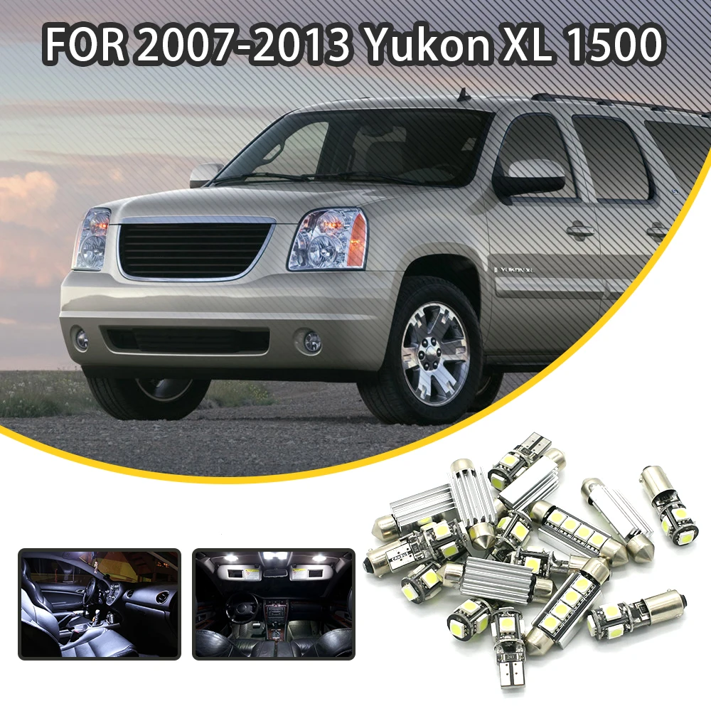 

JGAUT 20pcs White Car LED Light Bulbs Interior Package Kit For GMC 2007-2013 Yukon XL 1500 Dome lights Map lights