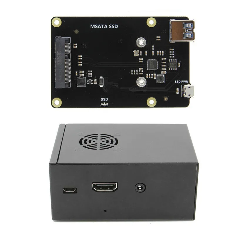 

X850 V3.0 mSATA SSD GPIO Micro USB Storage Board+ Case For Raspberry Pi 3 B+