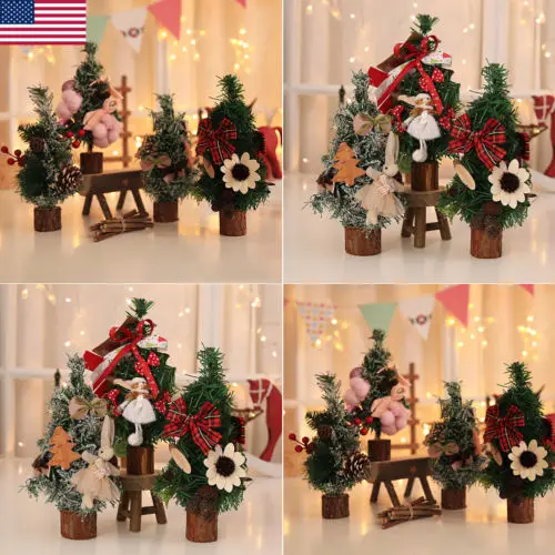 

US Christmas Tree Desk Table Decor Mini Xmas Gift Decorations Small Pine Tree