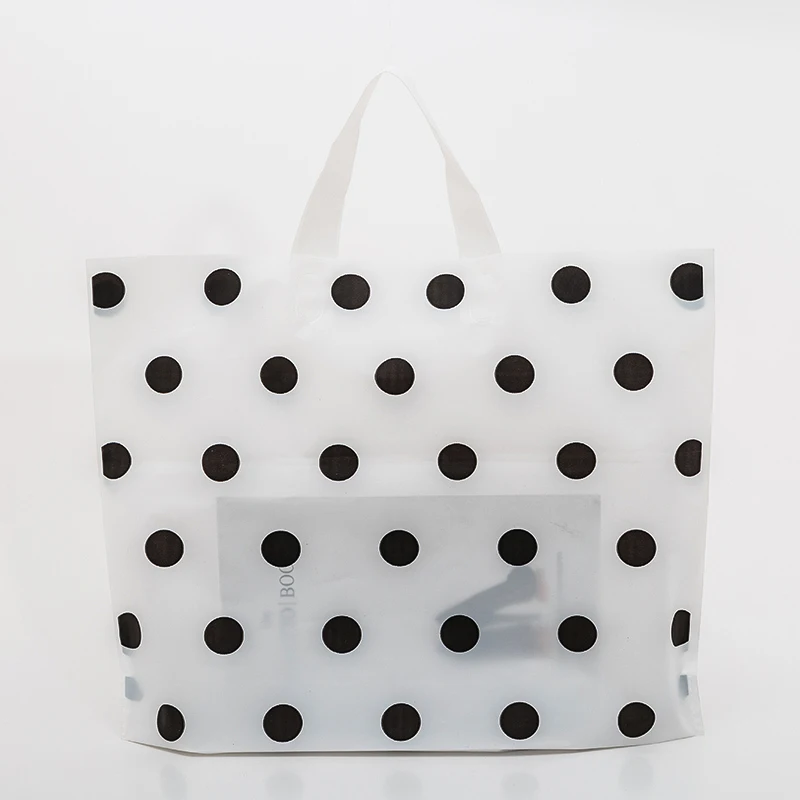 Wholesale 48pcs/lot Thicken Large Plastic Shopping Bags For Boutique Packaging White Round Dots ...