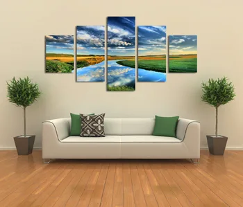 

5 Panels Nature Landscape Canvas Print Oil Painting Modern Canvas Wall Art for Wall Decor and Home Decoration Artwork Unframed
