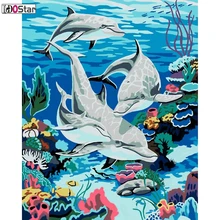 Маленький Дельфин Diy Краска ing по номерам животные масляная живопись на холсте Ручная Краска ed Cuadros Decoracion акриловая краска