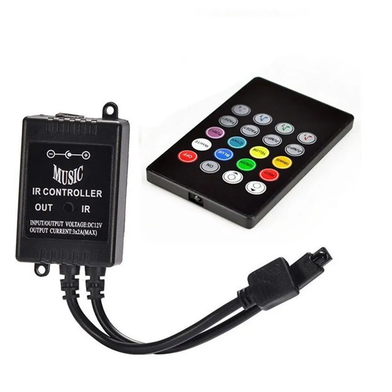 

Mini 20 Key Portable Infrared Music LED Remote Controller DC12-24V 6A Round RGB Led Controller For LED Strip Color Changing