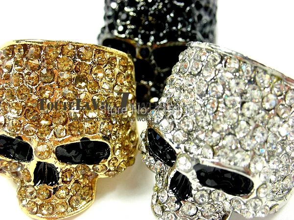 Brand Skull Rings for Men Rock Punk Unisex Crystal Black/Gold Color Biker Ring Male Fashion Jewelry gold color rings gold color ring finger ring