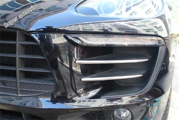 

Lapetus Accessories Interior ABS Chrome Front Fog Lamp Side Mesh Grill Cover Trim 4 Piece For Porsche Macan 2014 - 2017