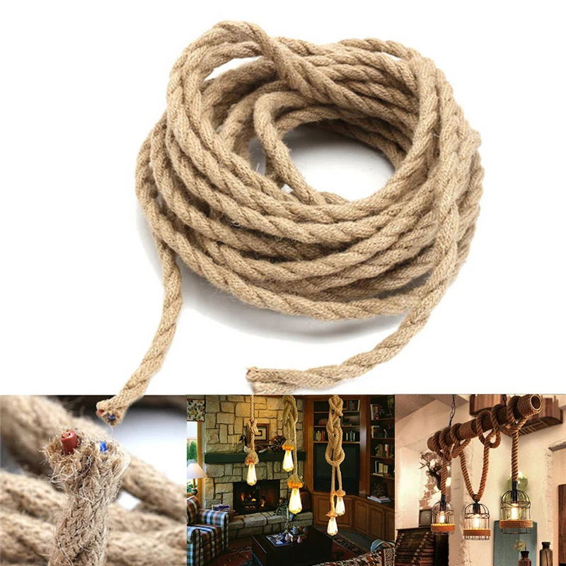 

2x0.75mm 5/10M Vintage Hand Knitted Hemp Rope Wire Cable Antique Lamp Braided Fabric Light Cable Electric Wire Pendant Lamp Wire