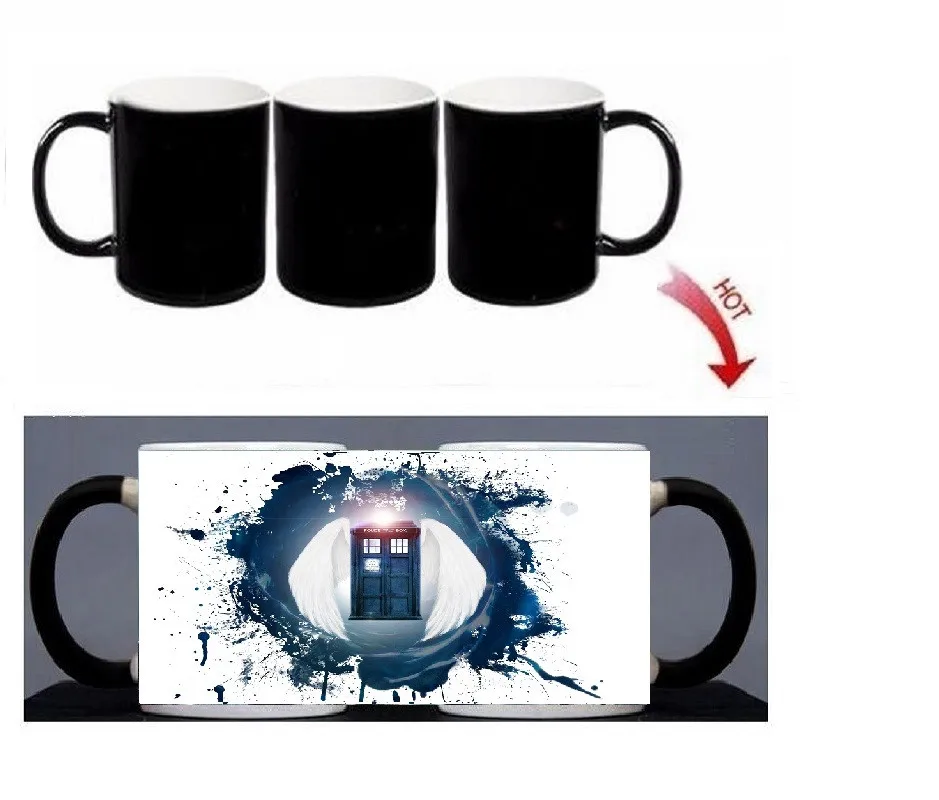 Magic Mug Doctor Who Heat Color Changing Morph Mug Custom 300ML Tardis Coffee Cup Beer Milk Mug With Cookie Gift Wholesale
