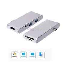 6 в 1 USB-C Тип C 3,1 концентратор ж/Тип-C Мощность доставки зарядки док-4 К HDMI видео HD SD/TF Card Reader USB3.0 для MacBook Pro