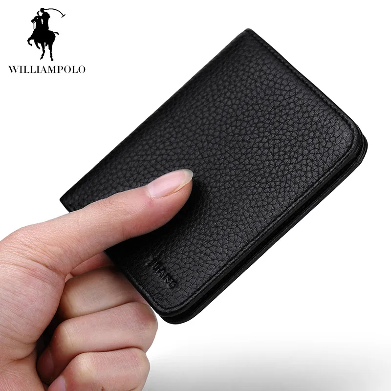 0 : Buy WILLIAMPOLO Genuine Leather Ultra Thin Men Mini Wallet Famous Brand ...