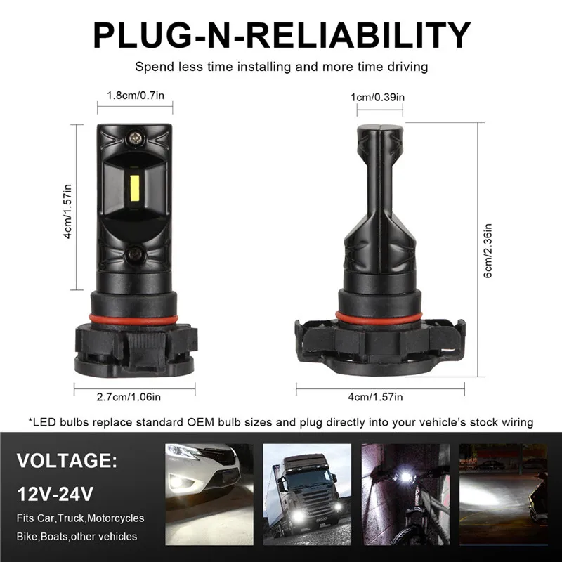 WUPP светодиодный фары 2 шт. 5202 Противотуманные фары 12V~ 24V супер яркий 6500K Галогенные лампы заменить 5202 1600LM 40 Вт Прямая поставка 19Y12