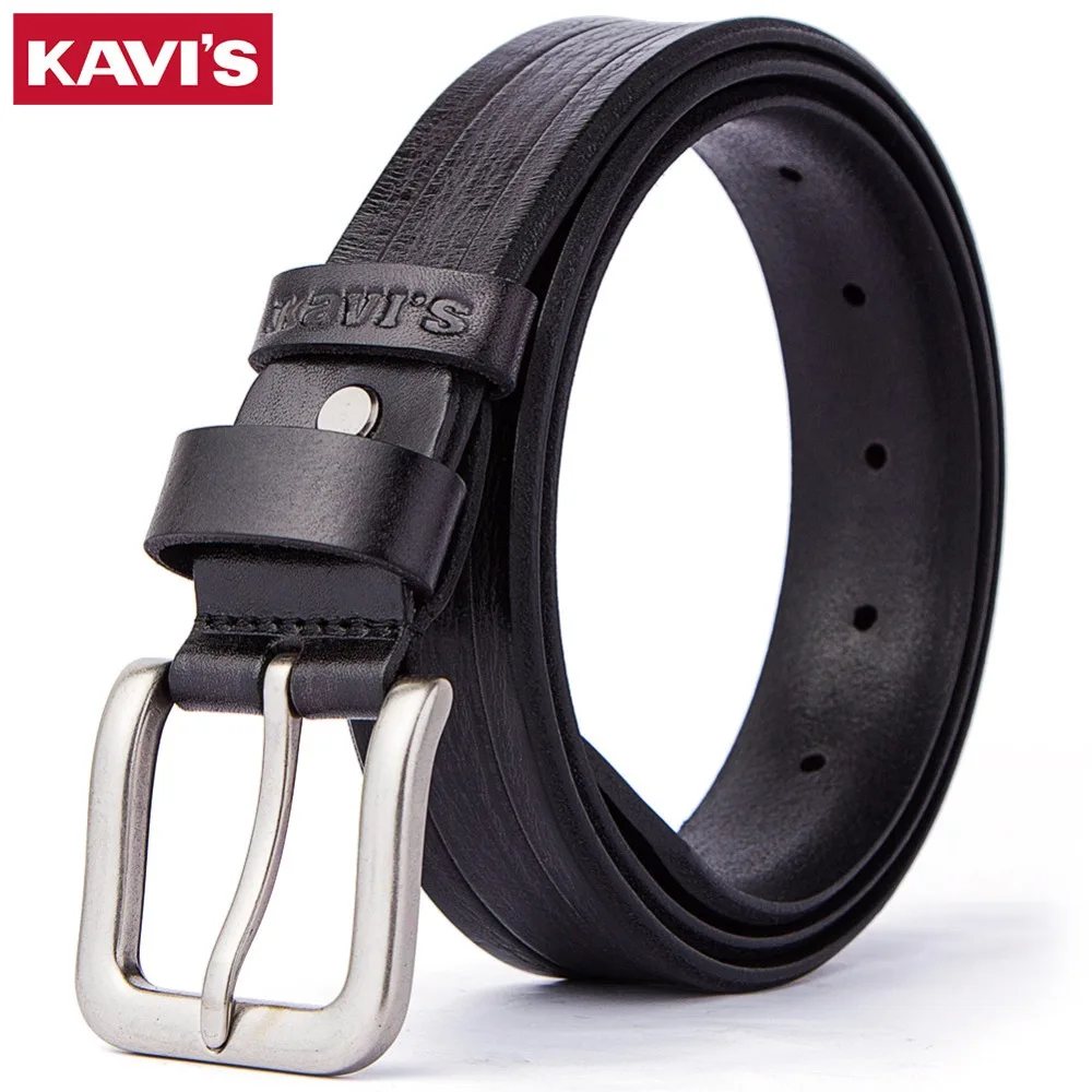 

KAVIS Men's Belt Cow Leather Belts Brand Designer Fahsion Formal Pin Buckle Black Coffee Genuine Leather Belts for Male for boys