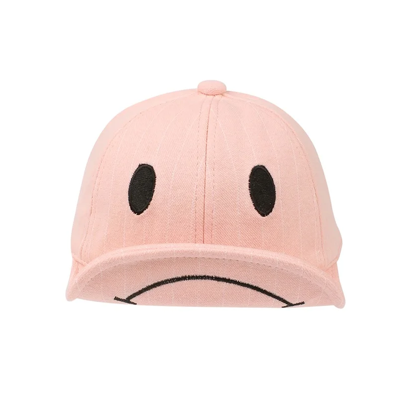 Striped Cotton Baby Cap Smile Casual Kids Sun Cap Embroidery Pink Gray Hat For Baby Boys Spring Summer Cute Baby Girls Clothing (32)