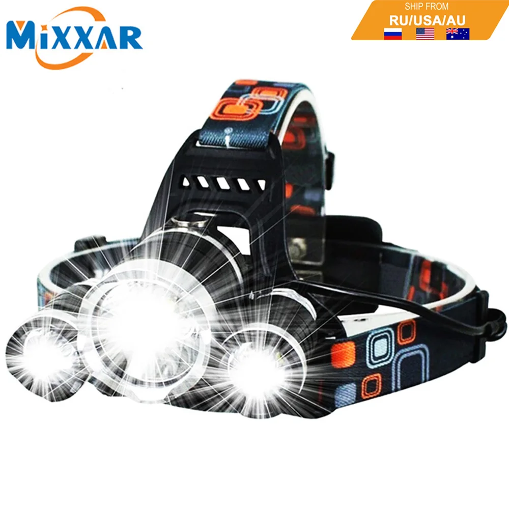 

EZK20 Dropshipping Portable T6 LED Headlamp Headlight Flashlight Hard Hat Torch Light for Camping Fishing NO Battery NO Charger
