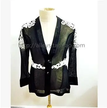 

Men's Latin dance costume senior gauze Deep V neck long sleevesds men's latin dance top for men's latin dance competition jacket