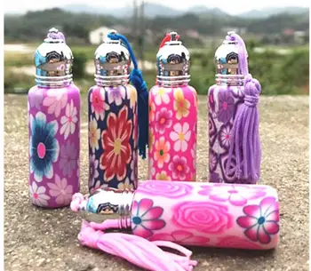 

5pc 8ml pottery gift Glass Essential Oil Roller Bottles Glass Roller Balls Aromatherapy Perfumes Lip Balms Glass Roll On Bottle