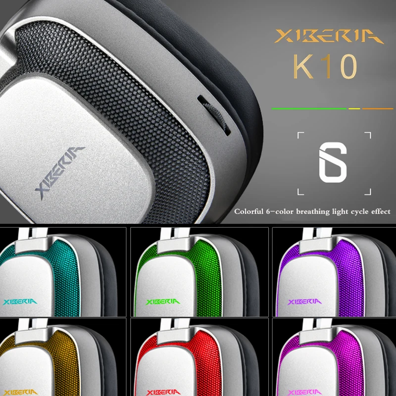 Xiberia K10 стерео игровая гарнитура шлем с микрофоном/“дышащими” световыми