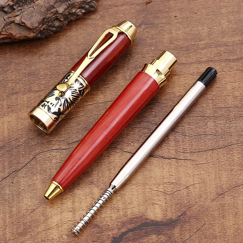 Офисная деловая ручка из красного дерева с шариком, деревянная ручка, модная Ретро Ручка для совещаний подарочный набор, деревянная подарочная ручка для школьников