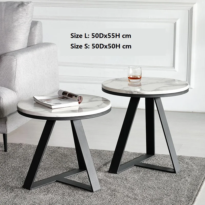 Nordic marble side round table angle post-modern light luxury living room stainless steel gold-plated small coffee table