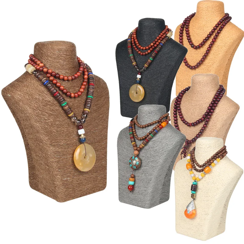 21*16.5cm Hemp rope PVC Portrait Necklace Display Stand Holder