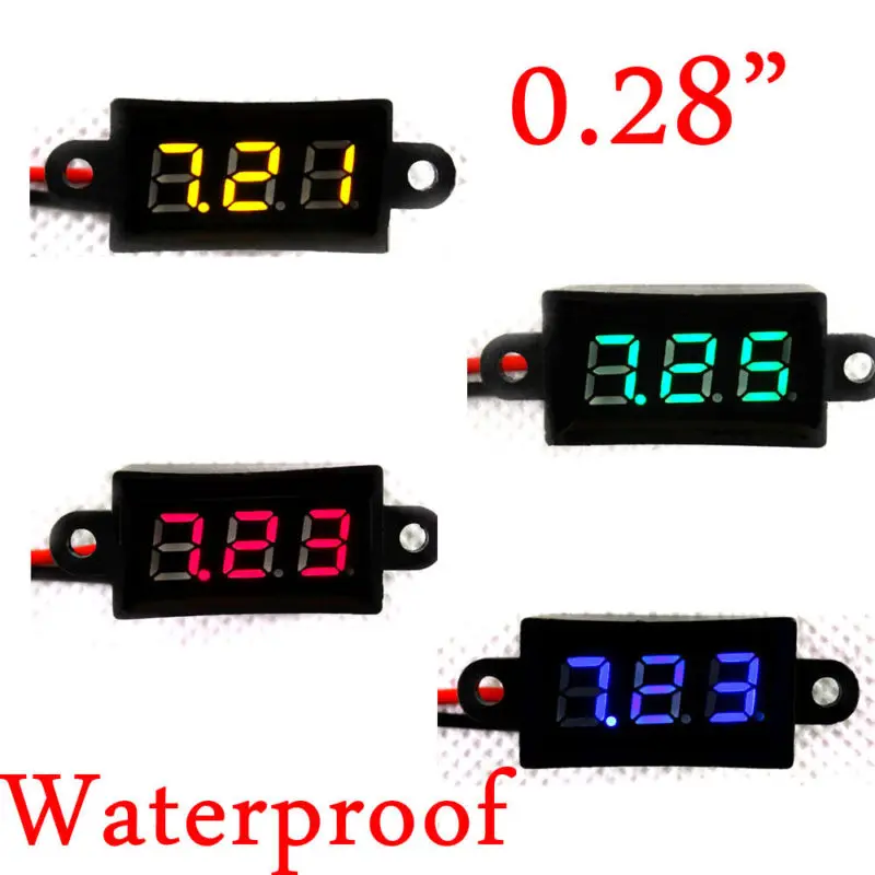 Waterproof volt meter Monitor 2wire DC3.50-30.0V Battery 12V 24v 5v 19v Voltmeter digital LED Meter car red color | Электроника