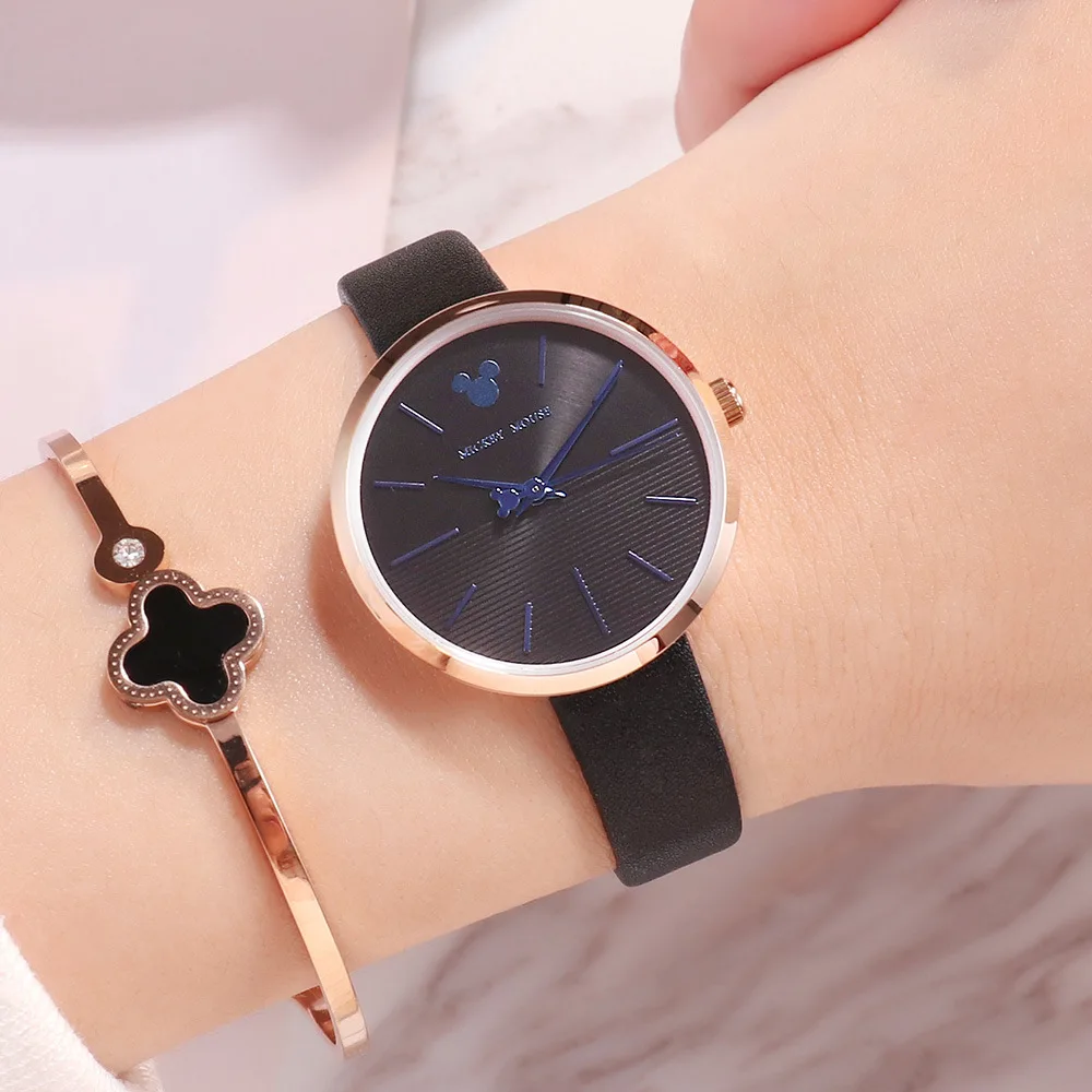 

women's watch Disney brand womens watches Mickey mouse leather quartz ladies watch fashion waterproof woman clocks