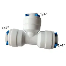 1 4 OD Equal Tube T Quick Connector Tee Fitting RO Water Purifier Reverse Osmosis Aquarium