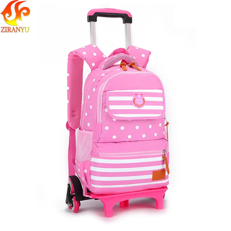 

ZIRANYU Trolley Schoolbag Luggage Book Bag Latest Removable Children School Bags With 3 Wheels Stairs Kids boys girls backpacks