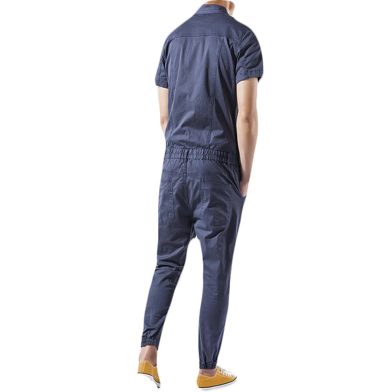 Топ бренд классический короткий рукав мужские комбинезоны Slim Fit Cargo Romper Одна