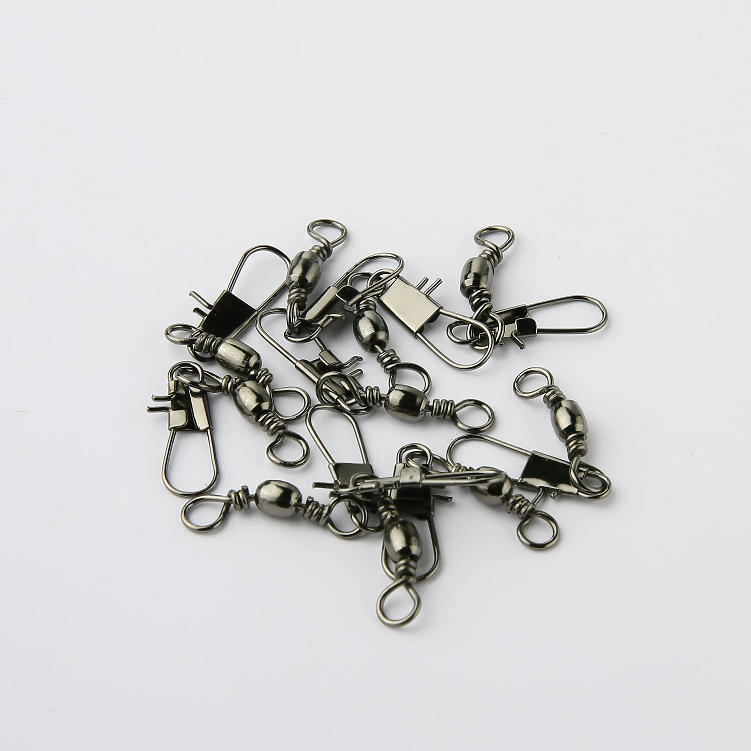 100PCS 4#6#7#8#10#12# 14# High Carbon Steel Interlock Snap Ball Bearing Swivel Rolling Solid Rings Fishing Connector Boat Hooks