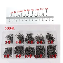 500 шт./партия, рыболовные крючки из углеродистой стали, прочная Рыбная блесна, рыболовные крючки с отверстием из углеродистой стали, 3#-12