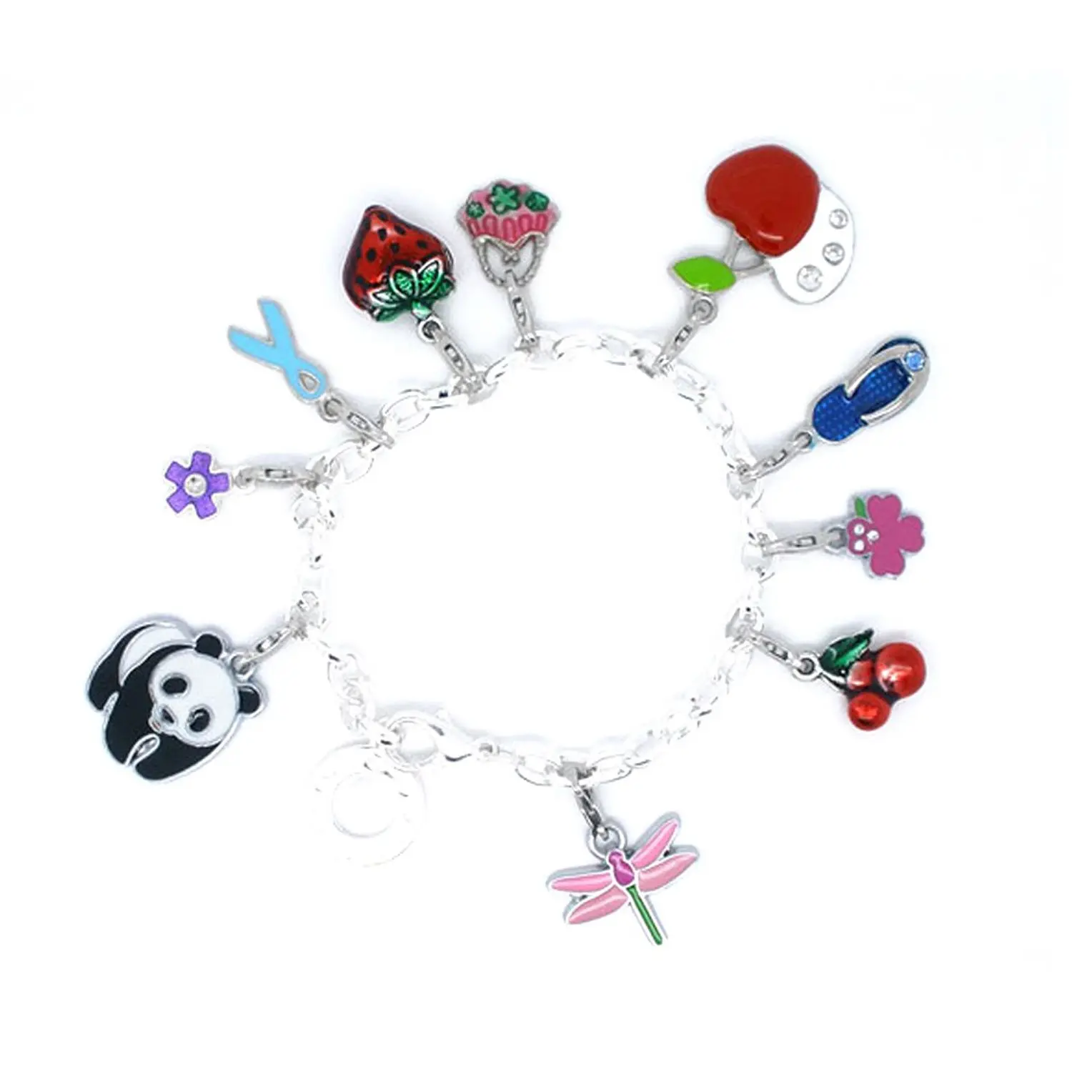 10 PCs Mixed Clip On Enamel Charms. Fits Link Chain Braceletclip on