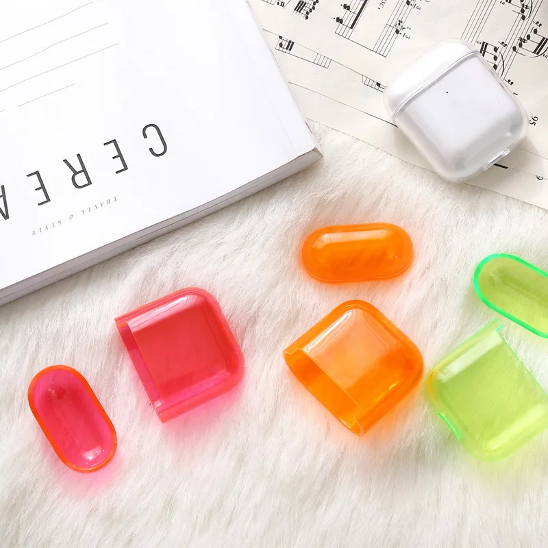 

For Apple Airpods 1st 2nd Case Cover Transparent Earphone Protective Soft Silicone PC colorful earphone cases for airpods