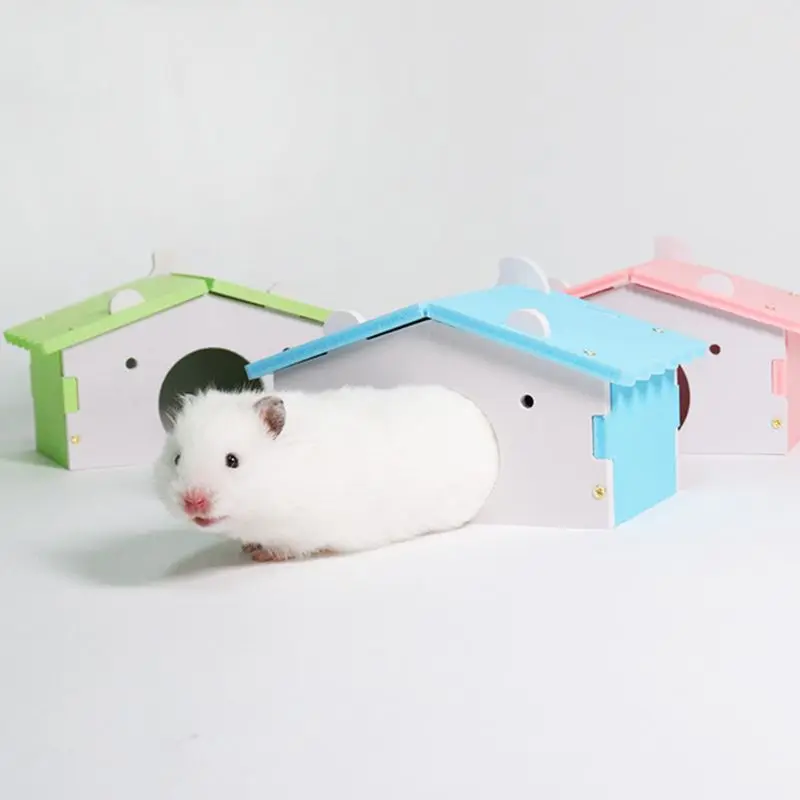 Хомяк дом клетки для крыс мышь Забавный хомяк гнездо вилла красочные деревянные кровати дом