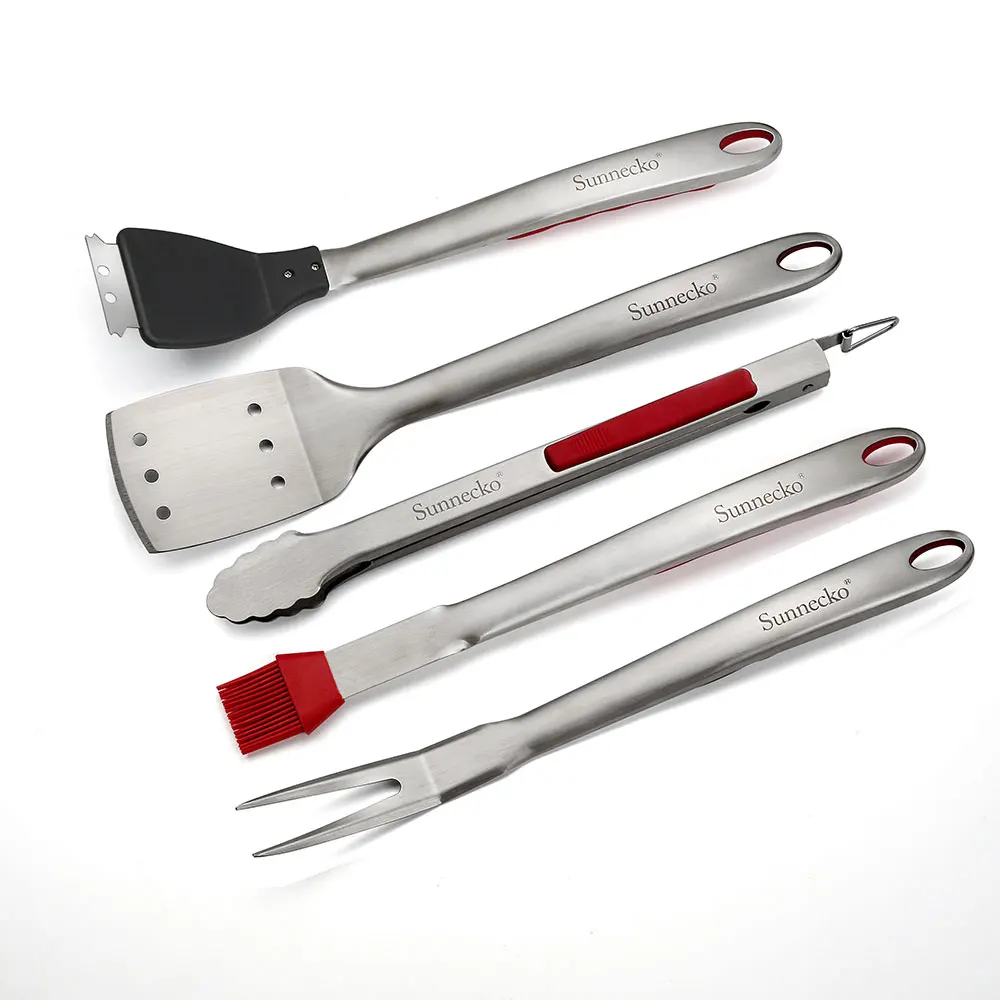 SUNNECKO New 6pcs BBQ Grilling Tool Set Aluminum Storage Case Stainless