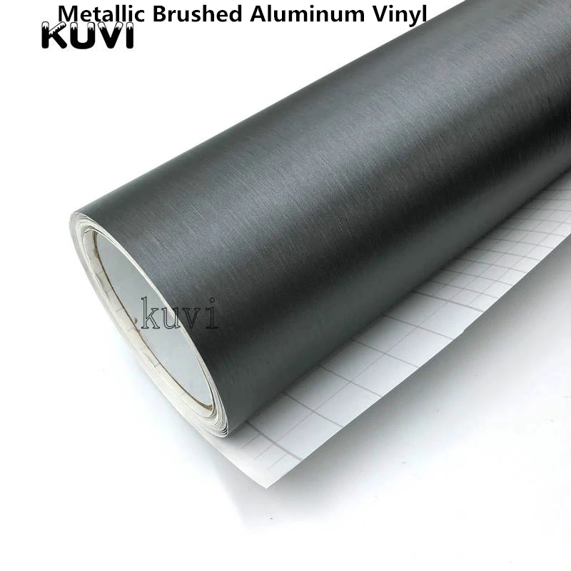 Good Quality Grey Metallic Brushed Aluminum Vinyl Metal vinyl font b Car b font Wrap Film