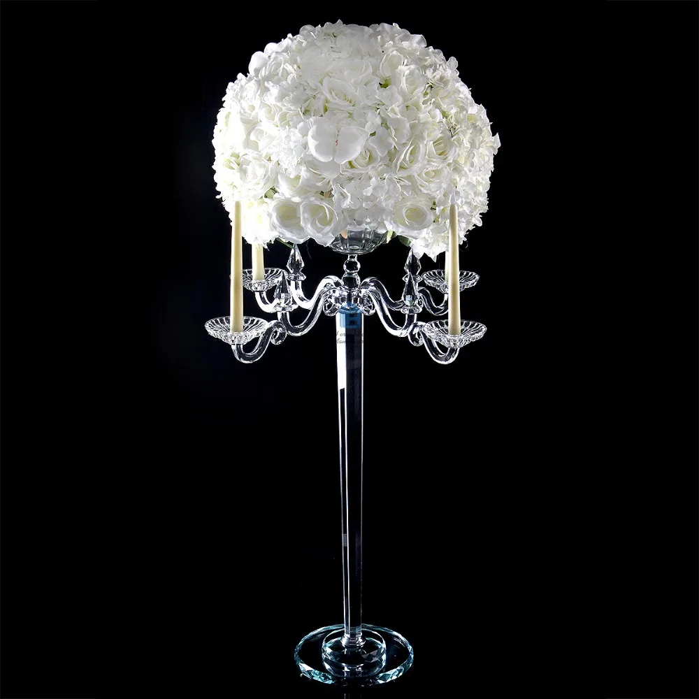 K9 de cristal flor tazón con 4 brazos 86 cm de altura de cristal