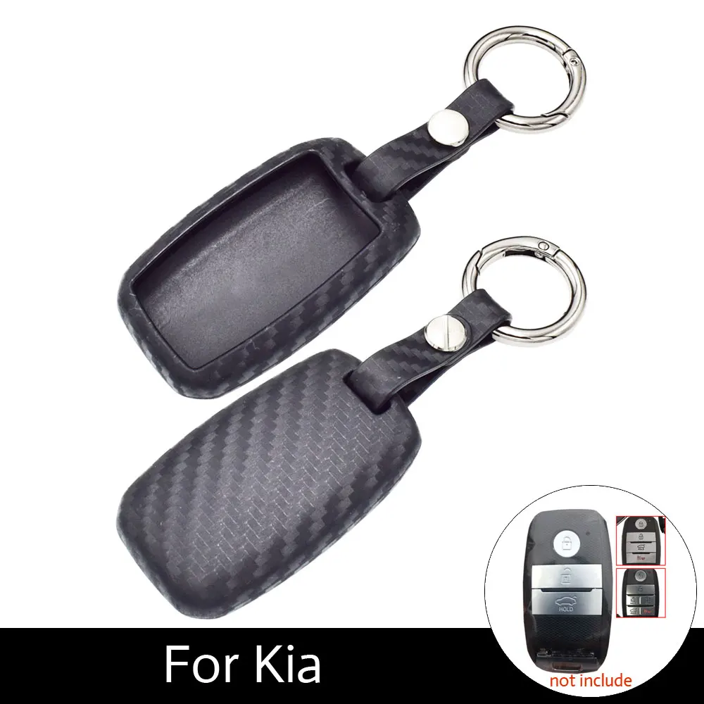 

ATOBABI Silicone Protecion Cover Case For Kia New Cerato Forte K3 K4 Smart Key Carbon Fiber Patter Case with Keyring Car Styling