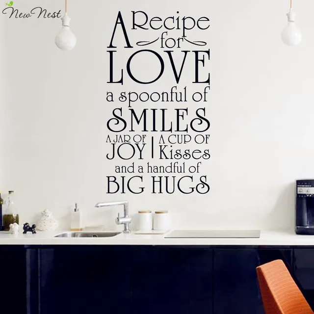 free shipping a recipe for love kitchen decals vinyl wall sticker